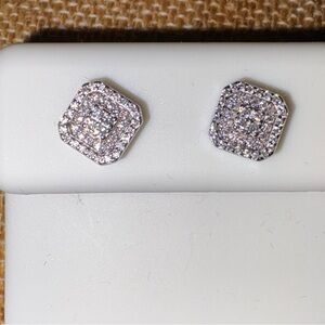 Solid Sterling Silver .68 Carat Cluster VVSD Moissanite Screw Back Earrings
